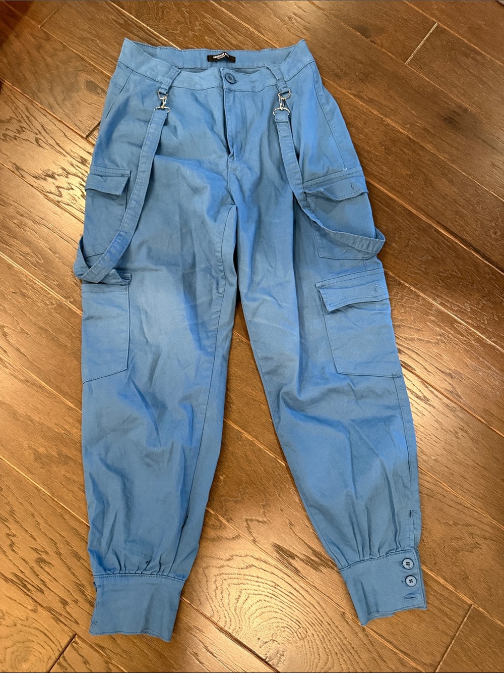 American Bazi Sky Blue Cargo Pants with Detachable Straps